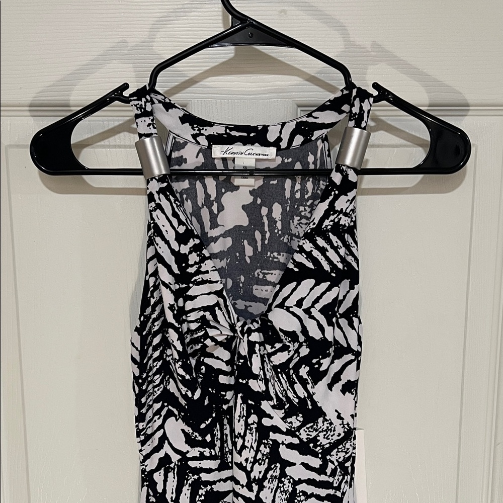 Kenneth Cole Black and White Patterned Women's Dress - Picture 2 of 14